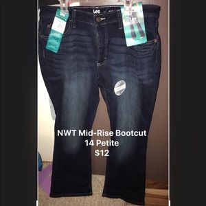 14 Petite Mid Rise Lee Riders Bootcut Jeans
